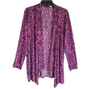 Joan Rivers Open Front Paisley Floral Cardigan Shrug Blouse 1X